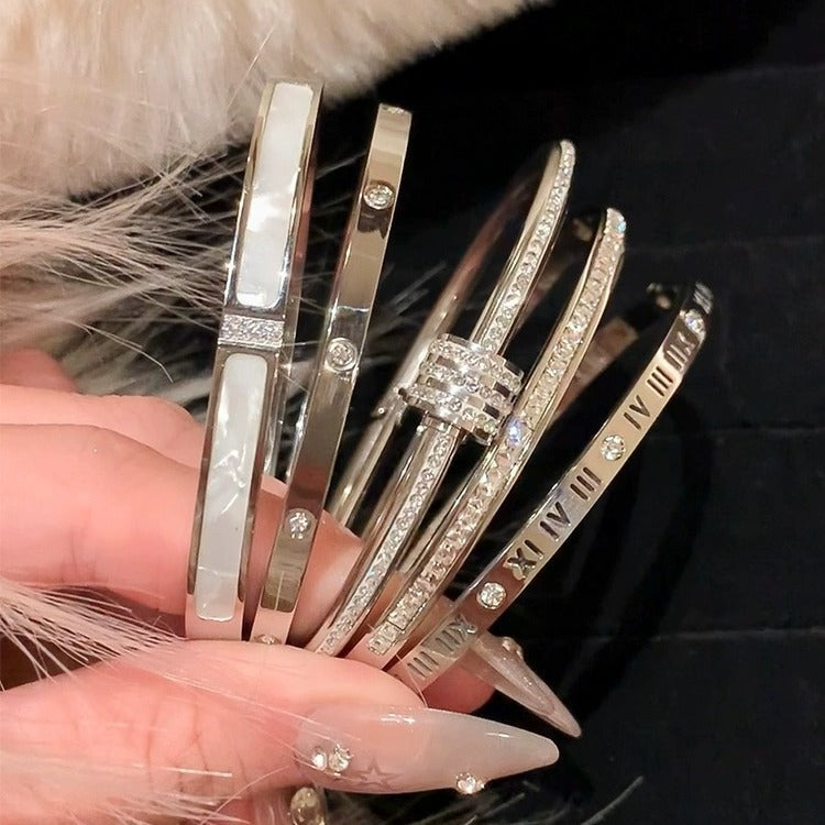 Rose Gold Zircon Bracelets Set of 5
