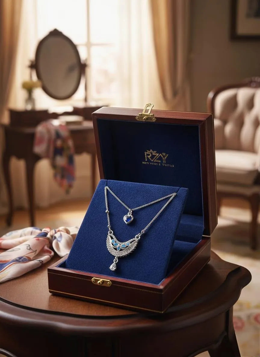 Funky Silver Crystal Pendant for Women Wedding Wear