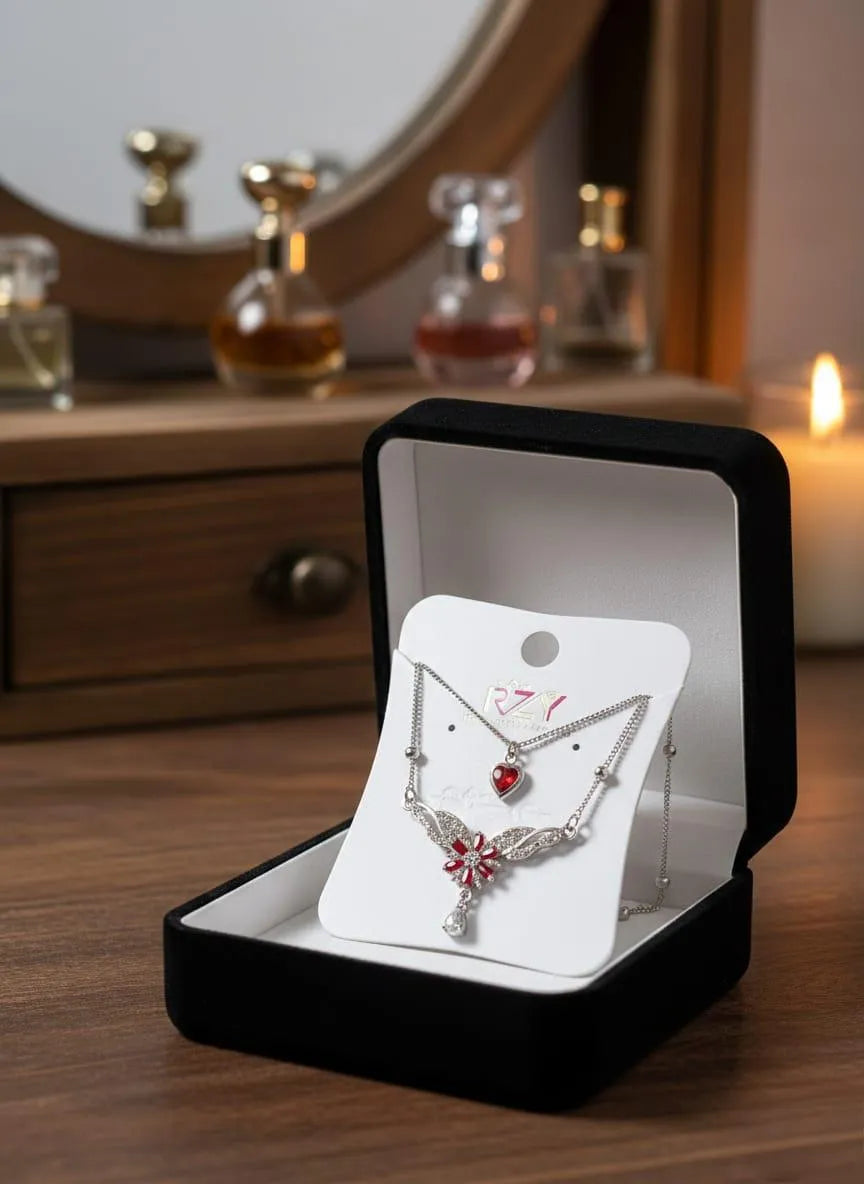 Funky Silver Crystal Pendant for Women Wedding Wear