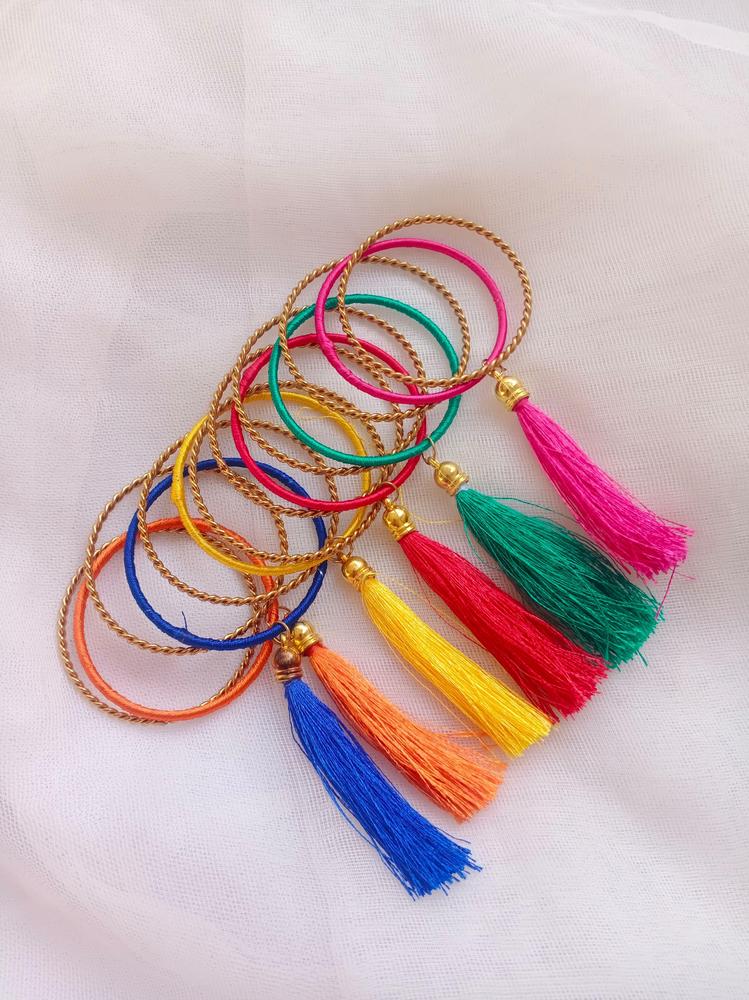 Multicolor Tassel Bangles for Girls 18M-5Yr Alloy