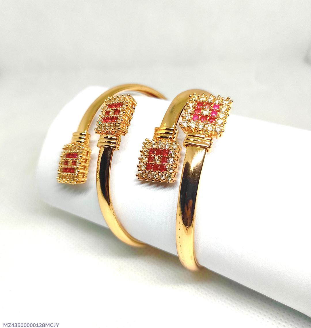 Golden Kara Bangles Set for Pakistani Wedding Party Wear