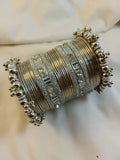Nagina Kara Bangle Set Silver Finish Wedding Party Wear
