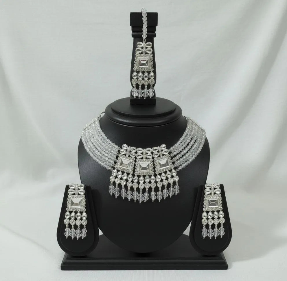 Stunning Multi-Strand Choker Set with Crystal Accents