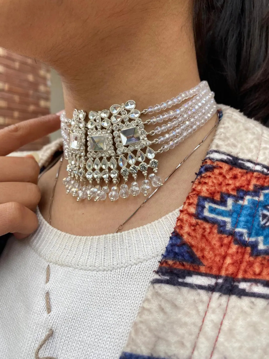 Stunning Multi-Strand Choker Set with Crystal Accents