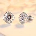 999 Silver Four Leaf Clover Earrings for Women