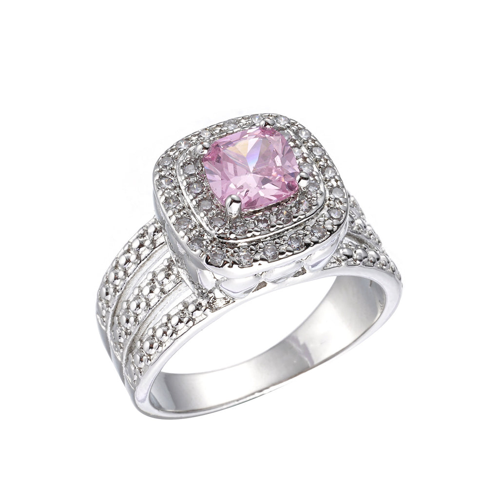Pink Zircon Rings for Women Luxury Geometric Jewelry
