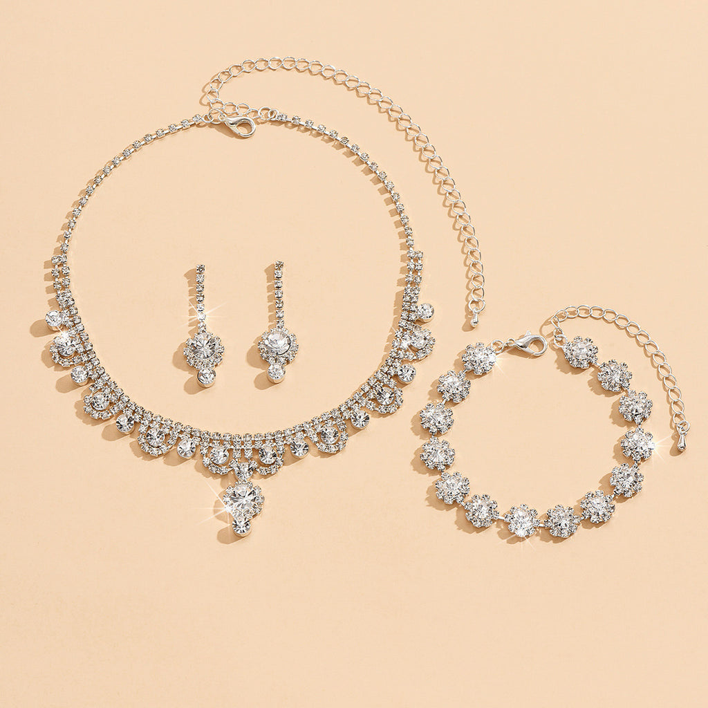 Branded Bridal Jewelry Set with Necklace Earrings Bracelet
