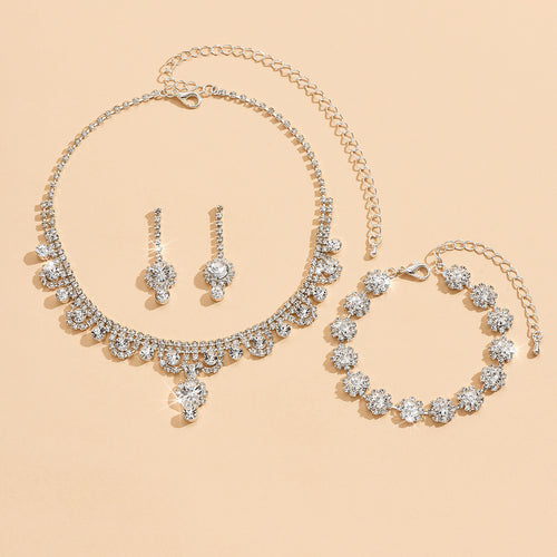 Branded Bridal Jewelry Set with Necklace Earrings Bracelet