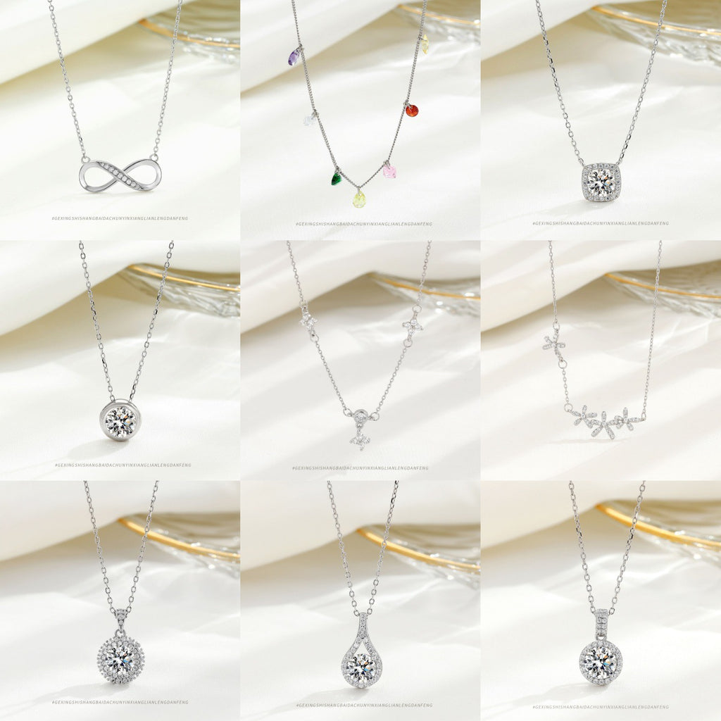 S925 Sterling Silver Versatile Sterling Silver Necklace Elegant Niche Jewelry Simple High-end Sense Personality Clavicle Chain Women's Accessories