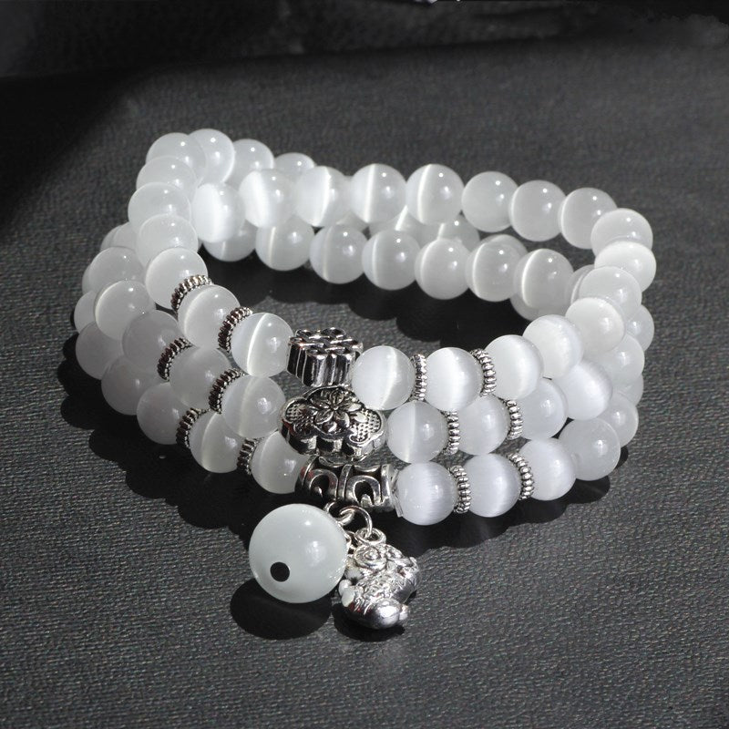 White Opal Cat Eye Bracelet for Women