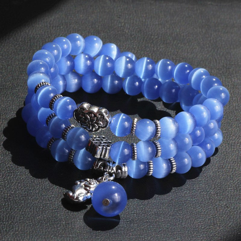 White Opal Cat Eye Bracelet for Women
